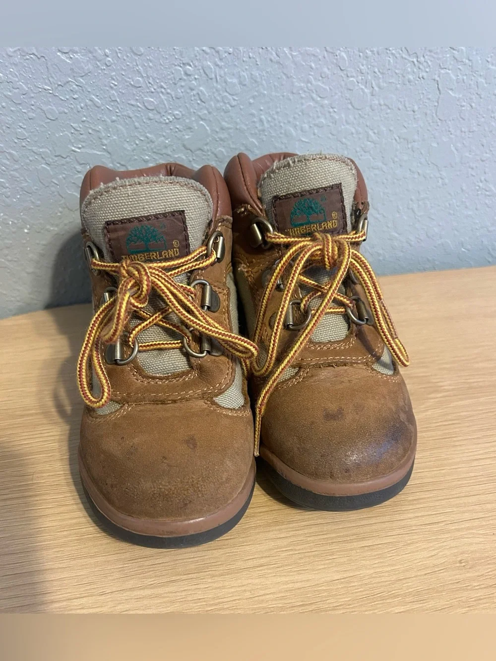 Timberland Wheat Brown Canvas & Leather Hiking Boots Toddler Size 10.5